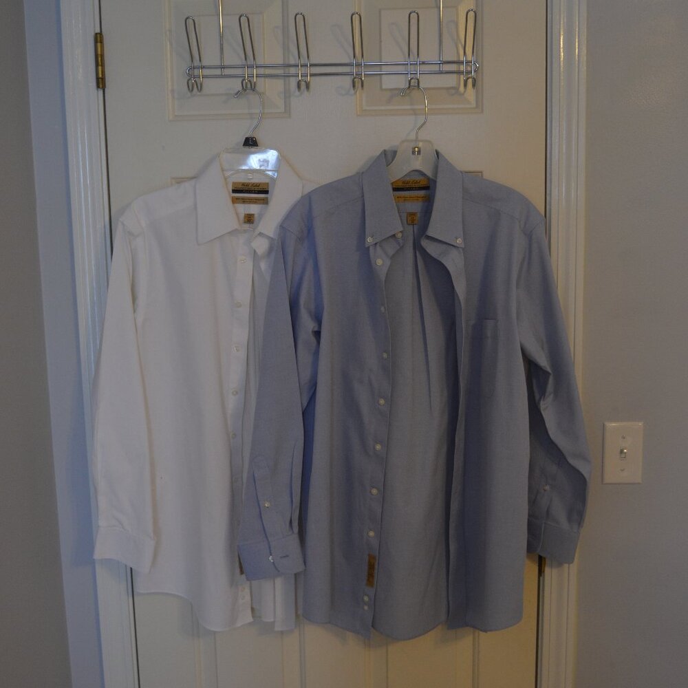 Men's 2 Dress Shirts White and blue